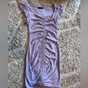 Purple cinched mini dress